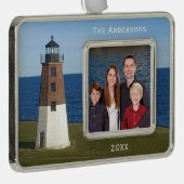 Narragansett Point Judith Lighthouse Rahmen-Ornament Silber (Rechts)