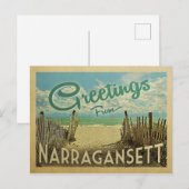Narragansett Postcard Beach Vintage Travel Postkarte (Vorne/Hinten)