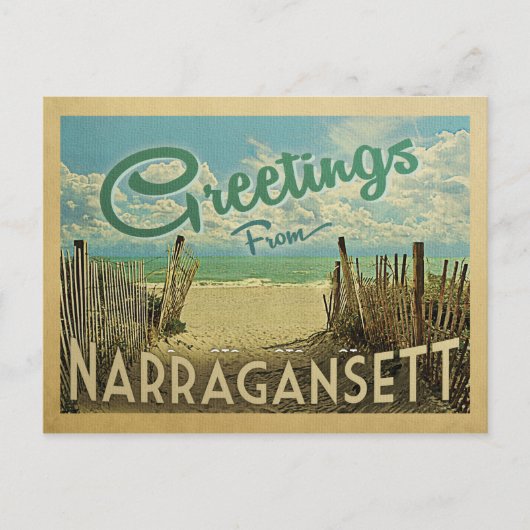 Narragansett Postcard Beach Vintage Travel Postkarte (Vorderseite)