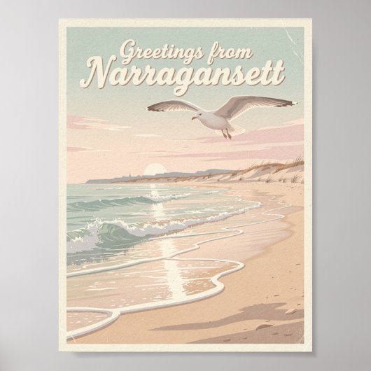 Narragansett, Rhode Island – Coastal Waves Poster (Vorne)