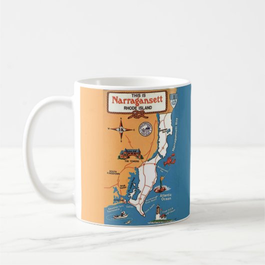 Narragansett Rhode Island Karte Kaffeetasse (Links)