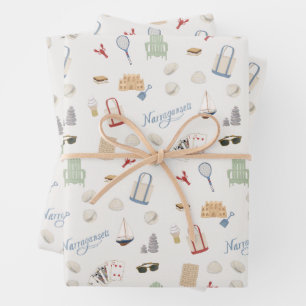 Narragansett Rhode Island Strand Familienurlaub Geschenkpapier Set
