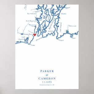 Narragansett RI Wedding Elegantes Gästebuchplakat Poster