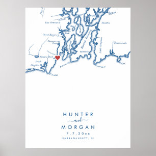 Narragansett RI Wedding Modern Guest Book Poster