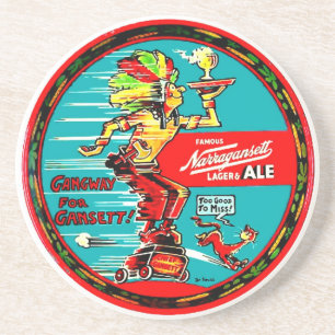 NARRAGANSETT VINTAGER "BIER-BEHÄLTER-" UNTERSETZE SANDSTEIN UNTERSETZER