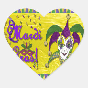 Narrenmaske Mardi Gras Harlekin Herz-Aufkleber