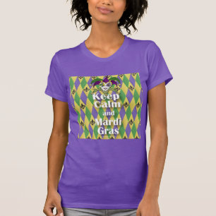 Narrensmaske Bleib ruhig und Mardi Gras T-Shirt