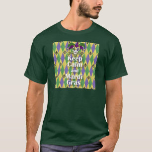 Narrensmaske Bleib ruhig und Mardi Gras T-Shirt