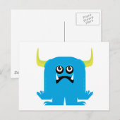 närrischer blauer Monster Postkarte (Vorne/Hinten)