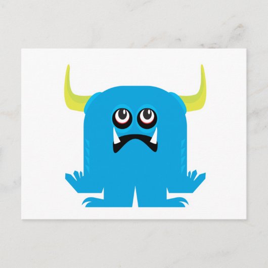 närrischer blauer Monster Postkarte (Vorderseite)