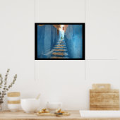 Narrow Blue Stairway in Morocco Poster (Küche)