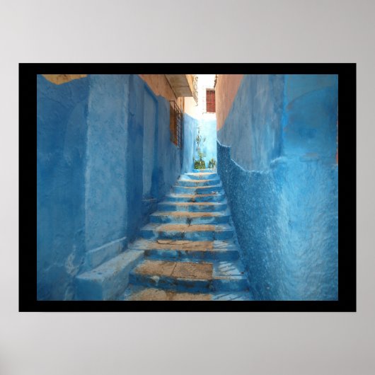 Narrow Blue Stairway in Morocco Poster (Vorne)