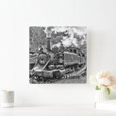 Narrow Gauge Steam Train Puffing Engine Quadratische Wanduhr (Zuhause)