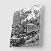 Narrow Gauge Steam Train Puffing Engine Quadratische Wanduhr (Winkel)