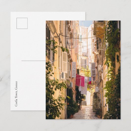 Narrow streets of old Corfu Town Postkarte (Vorne/Hinten)