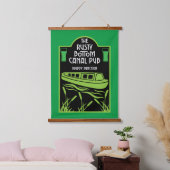 Narrowboat Canal Pubs Wandteppich Mit Holzrahmen (Schlafzimmer)