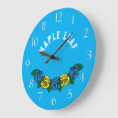 Narrowboat Folk Art Blue Rose Große Uhr (Winkel)