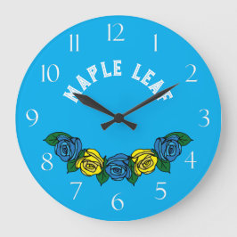 Narrowboat Folk Art Blue Rose Große Uhr