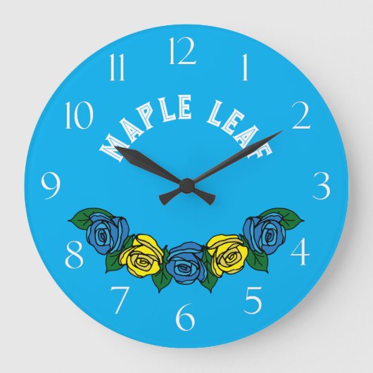 Narrowboat Folk Art Blue Rose Große Uhr (Vorderseite)
