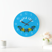 Narrowboat Folk Art Blue Rose Große Uhr (Zuhause)