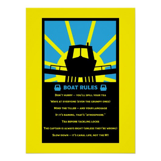 Narrowboat Funny Rules Poster (Vorderseite)