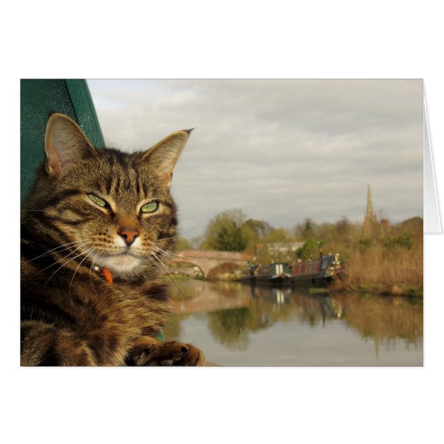 Narrowboat Katzen-Kanal-Szene an Braunston. (Vorderseite (Horizontal))