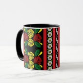 Narrowboat Red Yellow Roses Floral Patterned Tasse (Vorderseite Links)