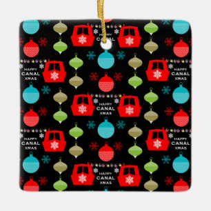 Narrowboat Weihnachtsfeiertag Keramikornament