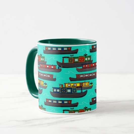Narrowboats and Canal Barges Patterned Tasse (Vorderseite Links)