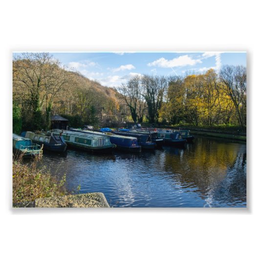 Narrowboats Moored at Salterhebble Basin Fotodruck (Vorne)