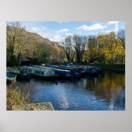 Narrowboats Moored at Salterhebble Basin Poster