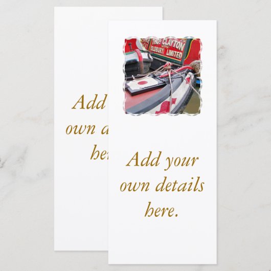 NARROWBOATS RACK CARDS (Vorne/Hinten)