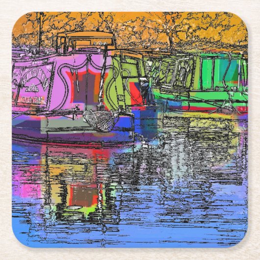 NARROWBOATS RECHTECKIGER PAPPUNTERSETZER (Vorderseite)