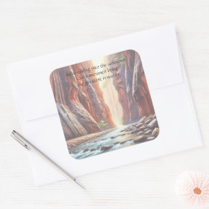 Narrows / Zion National Park & Quote Quadratischer Aufkleber