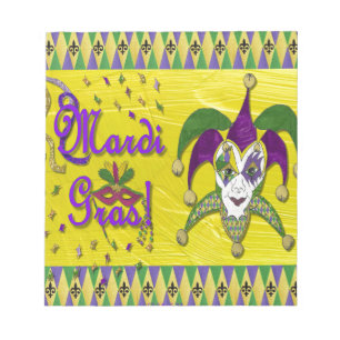 Narrrenmaske Mardi Gras Harlekin Notizblock