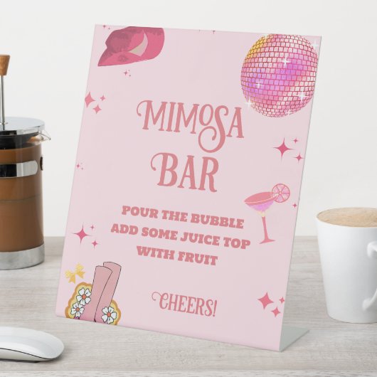 Narshville Bachelorette Mimosa Bar Table Sign Sockelschild (In Situ)