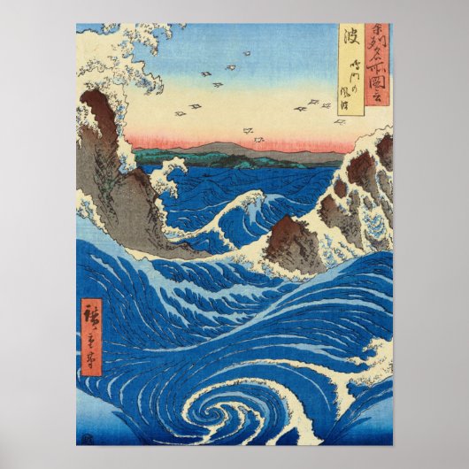 Naruto Whirlpools, Provinz Awa, 1855 von Hiroshige Poster (Vorne)