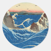 Naruto Whirlpools, Provinz Awa, 1855 von Hiroshige Runder Aufkleber (Vorderseite)
