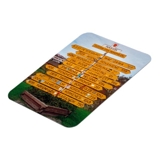 Narvik Wegweiser Magnet (Linke Seite)