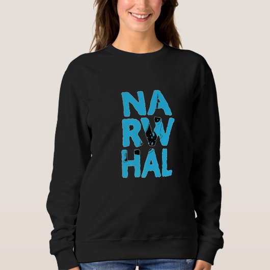 Narwal Buntes Tier Schatten Silhouette Sweatshirt (Vorderseite)
