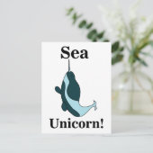 Narwal Meerese Einhorn Lustig Postkarte (Stehend Vorderseite)