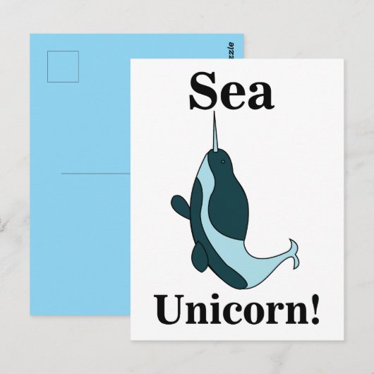 Narwal Meerese Einhorn Lustig Postkarte (Vorne/Hinten)