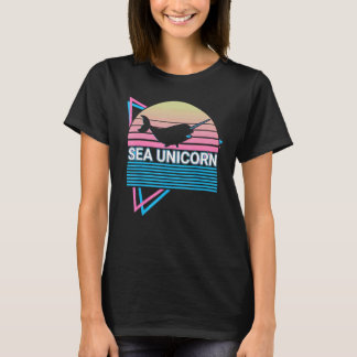 Narwal Retro Meer Einhorn T-Shirt