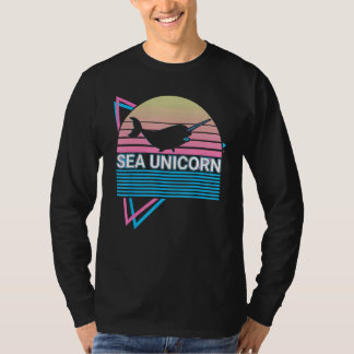Narwal Retro Meer Einhorn T-Shirt