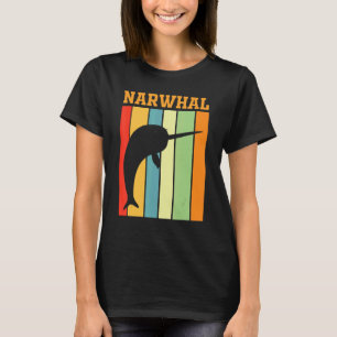 Narwal-Schatten-Silhouette in Retro-Farben T-Shirt