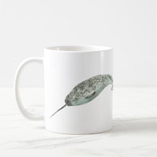 Narwal-Wal-Wasserfarbe Kaffeetasse (Links)