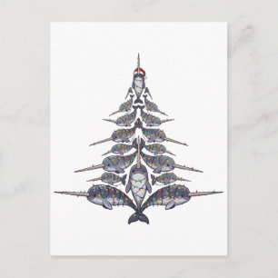 Narwal-Weihnachtsmannhut Weihnachtslichter Xmas Me Feiertagspostkarte