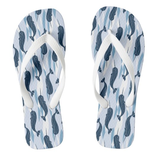 Narwhal Allover Print Dreh Flop Badesandalen (Fußbett)