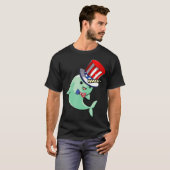 Narwhal American Flag Hat Patriotic 4. Juli Ts T-Shirt (Vorne ganz)