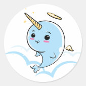 Narwhal Angel Süsse Runder Aufkleber (Vorderseite)